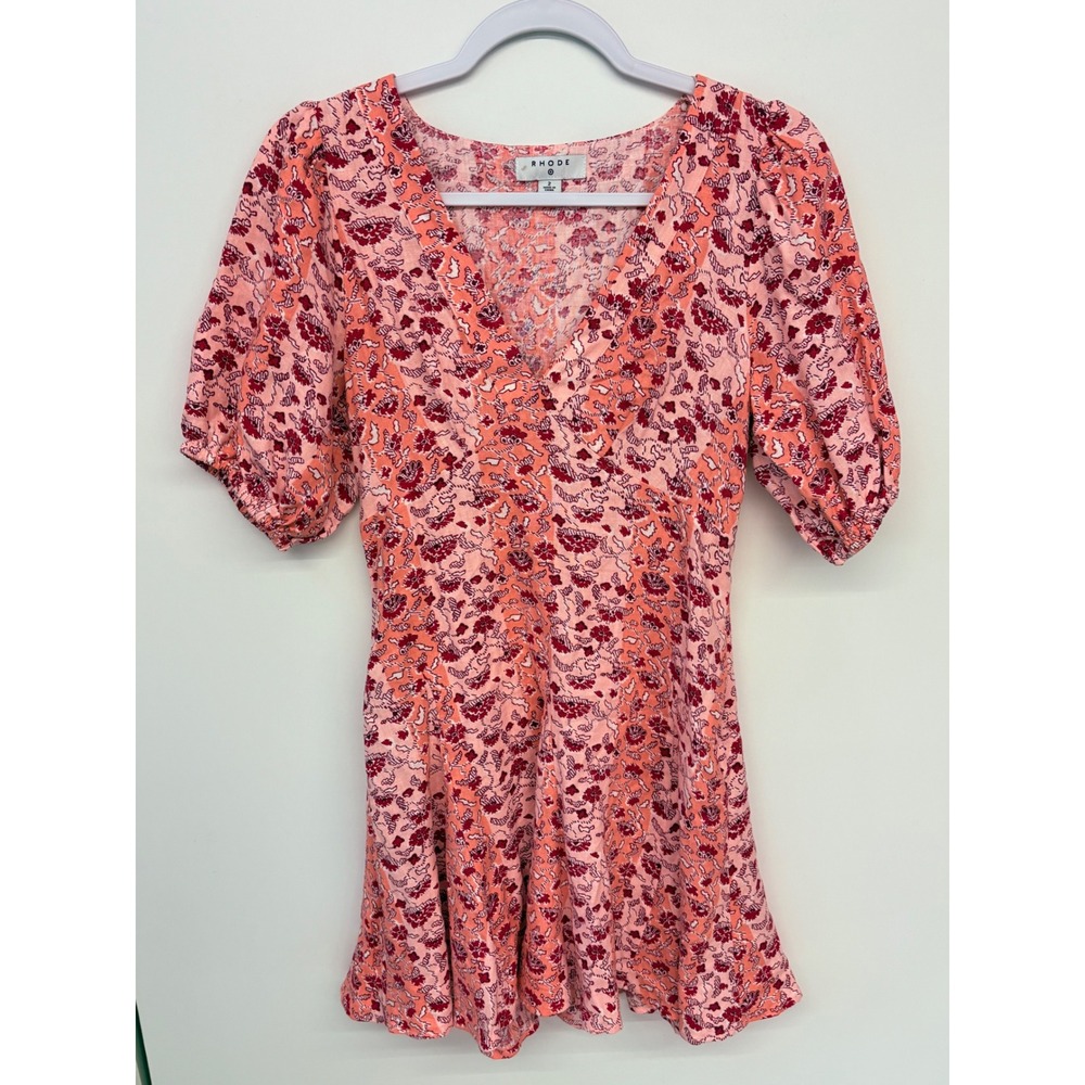 Cottagecore Fairy Mini Dress Floral Puff Sleeve Rhode for Target Women 2 Pink